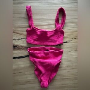 Hunza G Patricia Bikini Set * High Rise Bottoms * Fuchsia Pink
